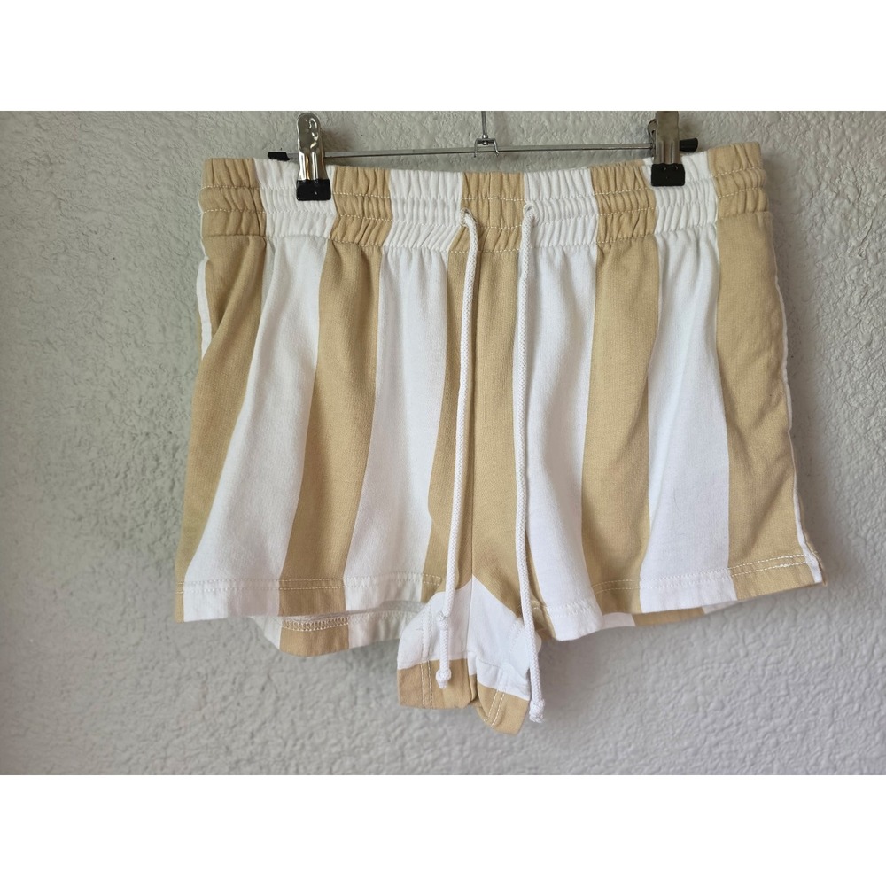 Out From Under Urban Outfitters Tan White Striped Lounge Shorts Medium Cotton